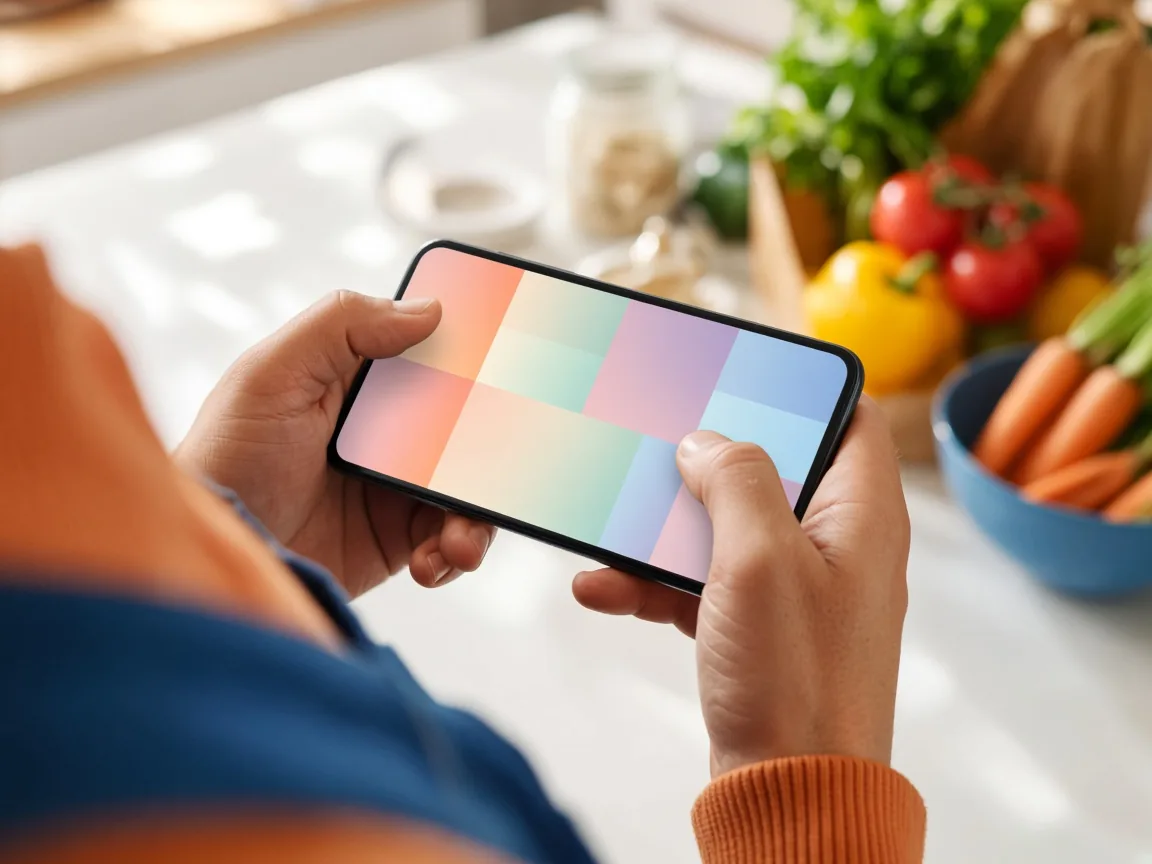Persona eligiendo productos en un celular